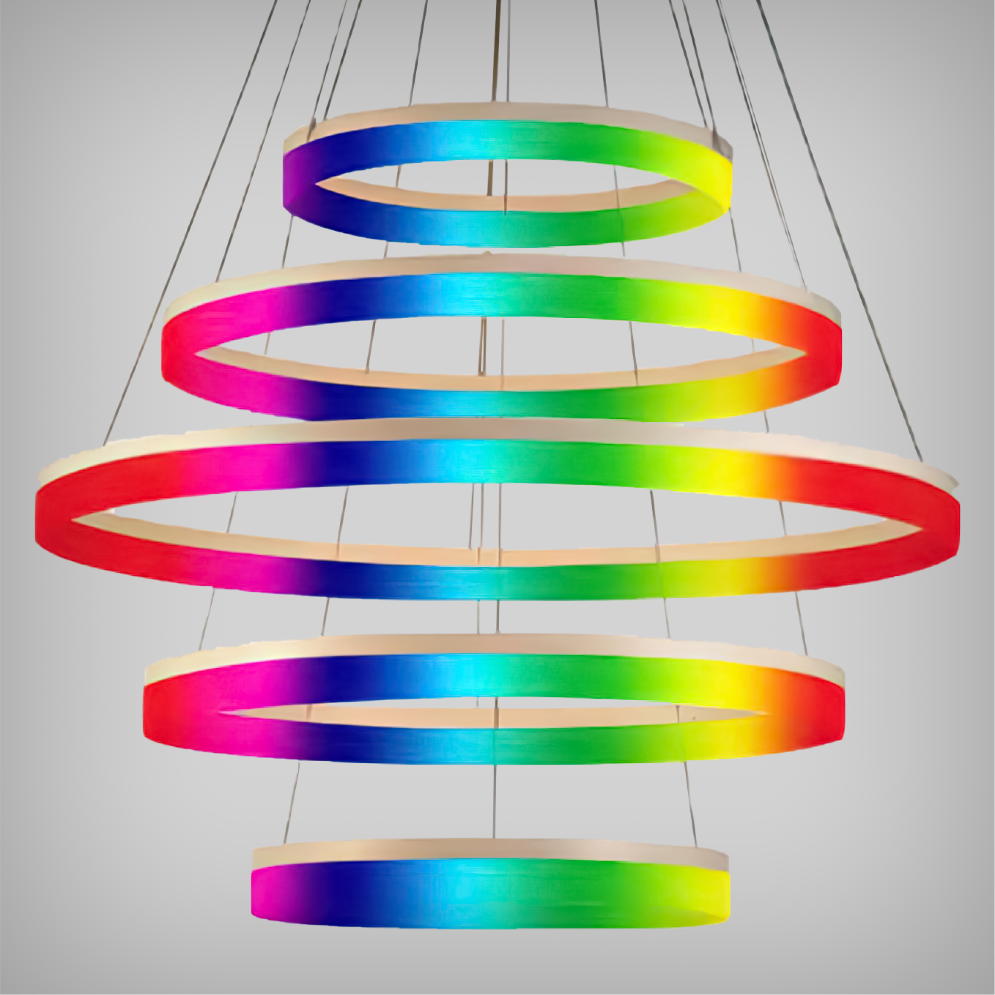Round LED Pendant Chandelier with RGBW Lighting (5-Tier Down Light)