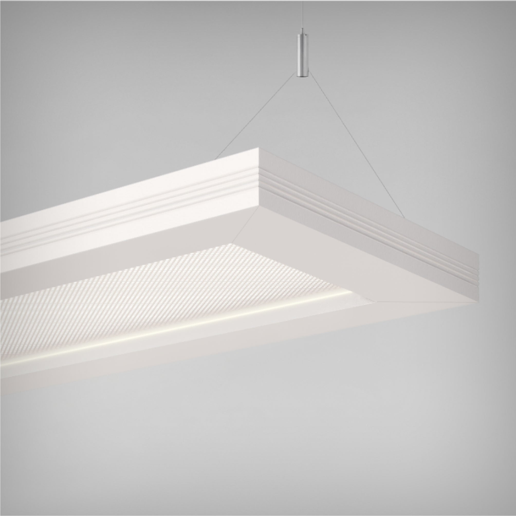 Decorative LED Linear Suspension Light with Lasered-Glass Lens