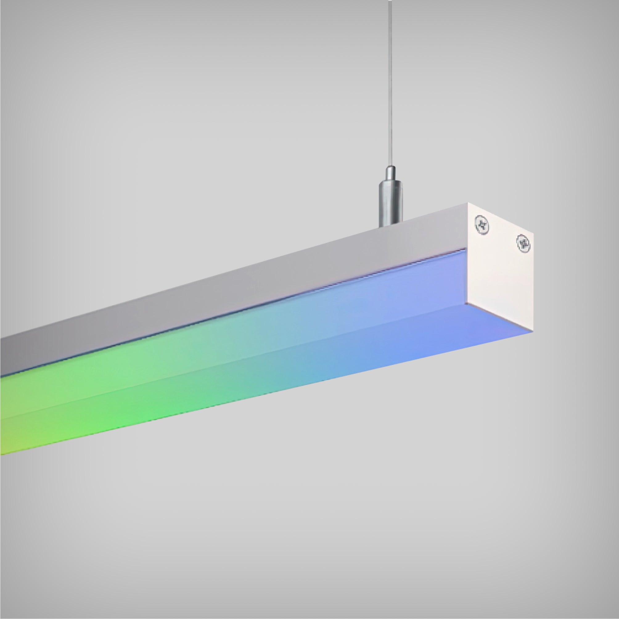 Slim LED Linear Pendant Light with RGBW Color Changing Capability and a 0.75-Inch Design