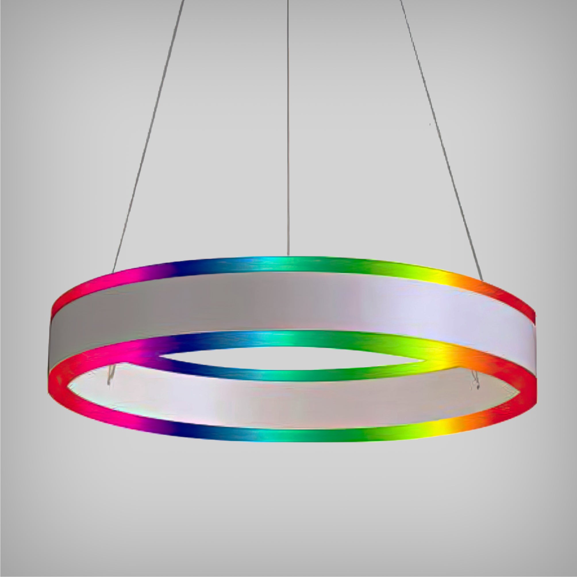 1-Tier RGBW LED Ring Pendant Round Chandelier with Up and Down Light