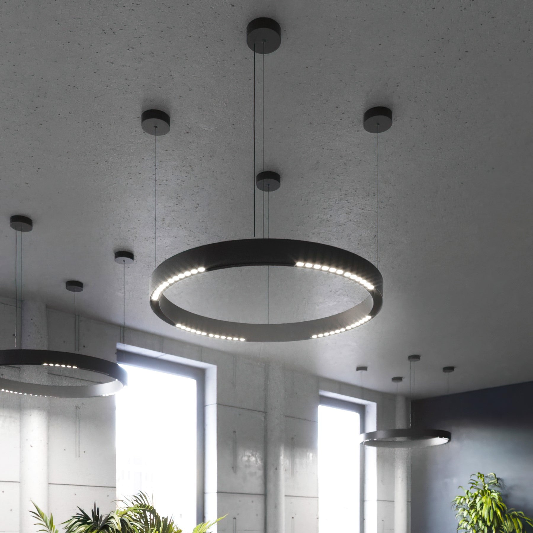 Quietly Bright – LED Circle Magnetic Track Pendant Set