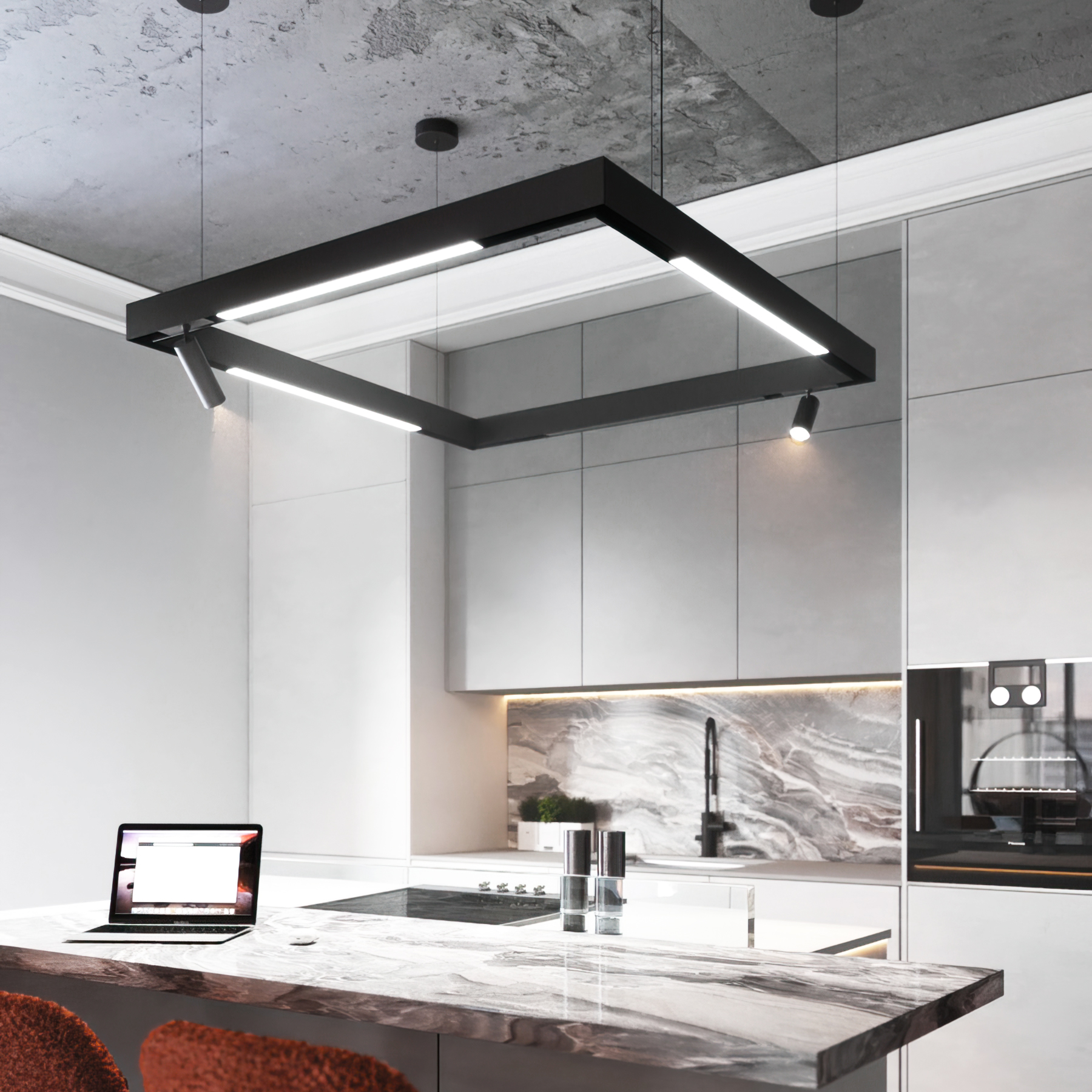 Lines & Spots – LED Square Magnetic Track Pendant Set