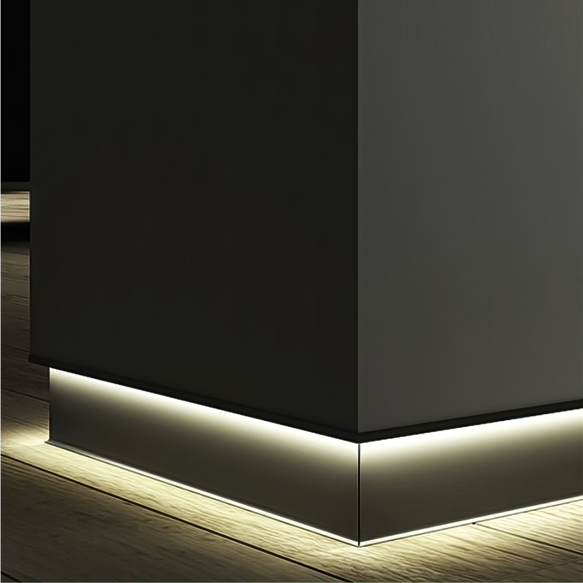 Baseboard For Led Ribbon Toe-Kick LED Baseboard Light Strip with Angled Profile – LED Lights Direct