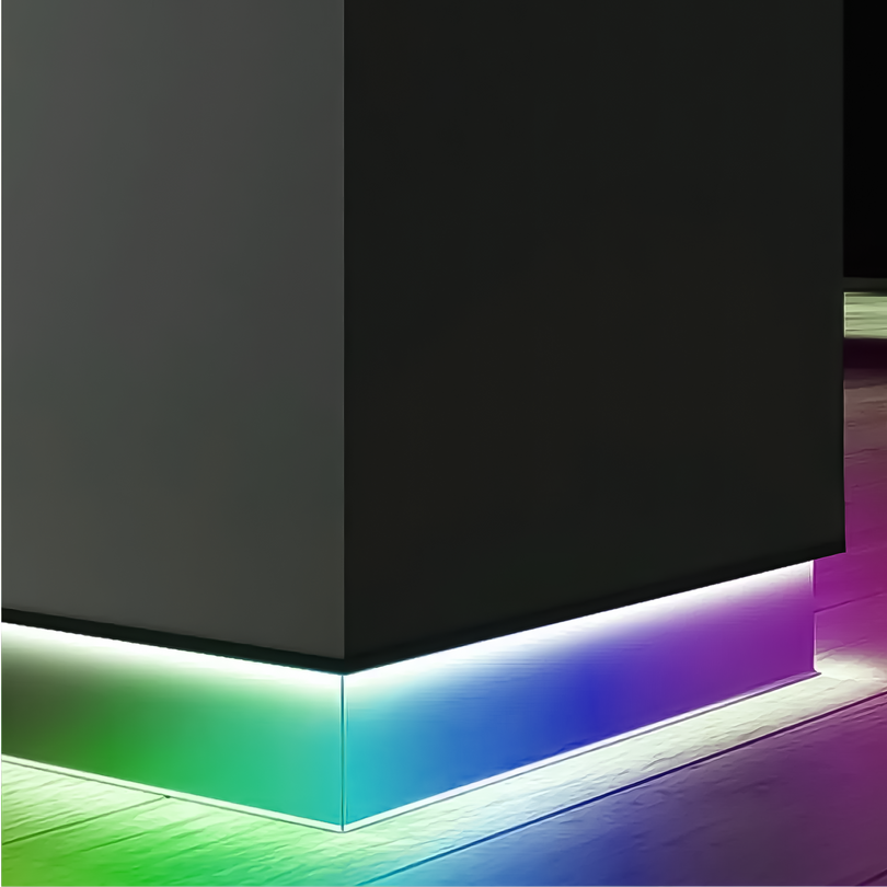 Led Baseboard Designs Toe-Kick RGBW Color Changing LED Baseboard Light Strip with Straight P ...