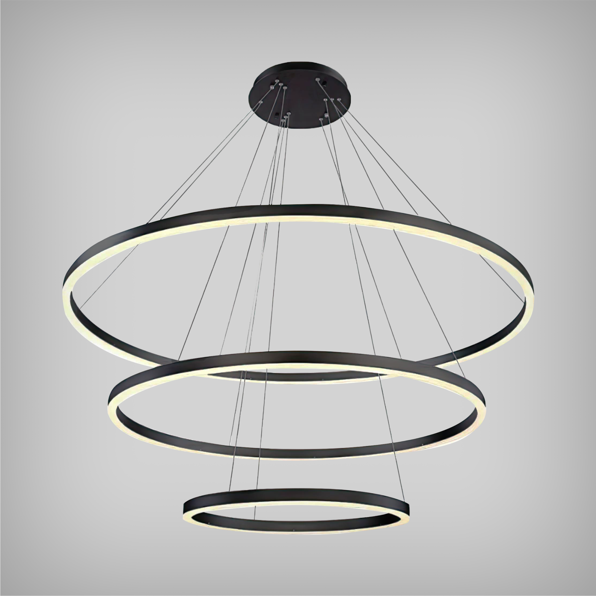 Large Round LED Ring Pendant Chandelier (3-Tier)